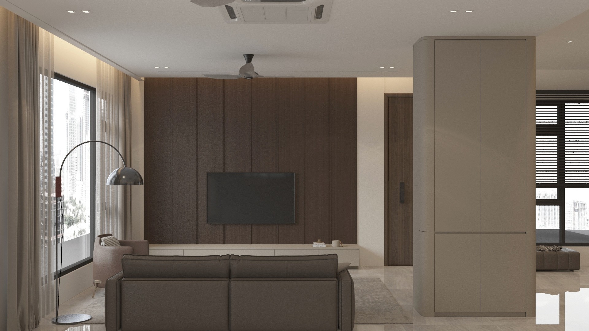 Living, kitchens & bedrooms interior rendering at Emerald Residence